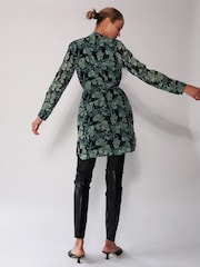 Religion Green Long Line Tunic Shirt Dress In Hand-Painted Prints - Image 6 of 6