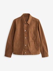Tan Brown Cotton Worker Shacket - Image 4 of 9