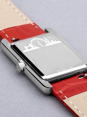 Accurist Womens Red Rectangle Leather Strap Analogue Watch - Image 5 of 7