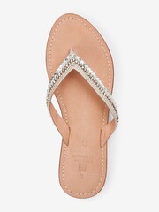 Argent - Sandales plate Forever Comfort en cuir orné d’un bout - Image 5 de 6
