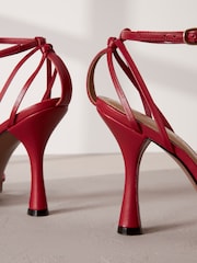 Red Premium Leather Cage Heeled Sandals - Image 7 of 11