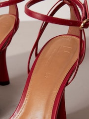 Red Premium Leather Cage Heeled Sandals - Image 9 of 11