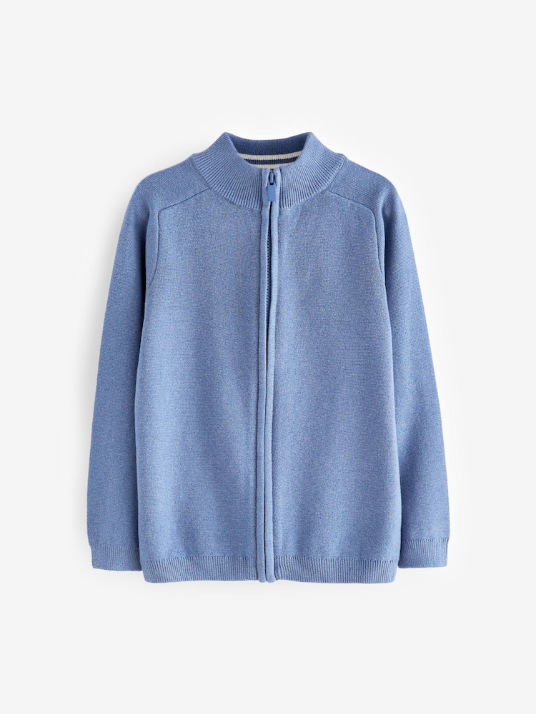 Blue Zip Through Knitted Cardigan (3-16yrs) - Image 1 of 1