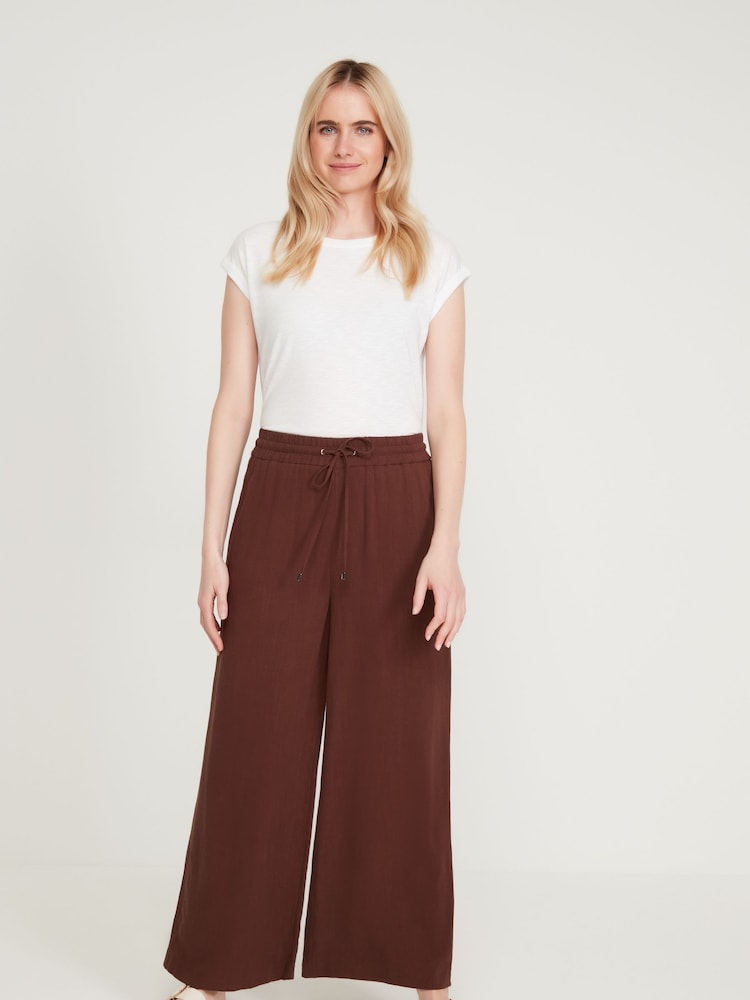 M&Co Brown Linen Wide Leg Trousers - Image 1 of 5