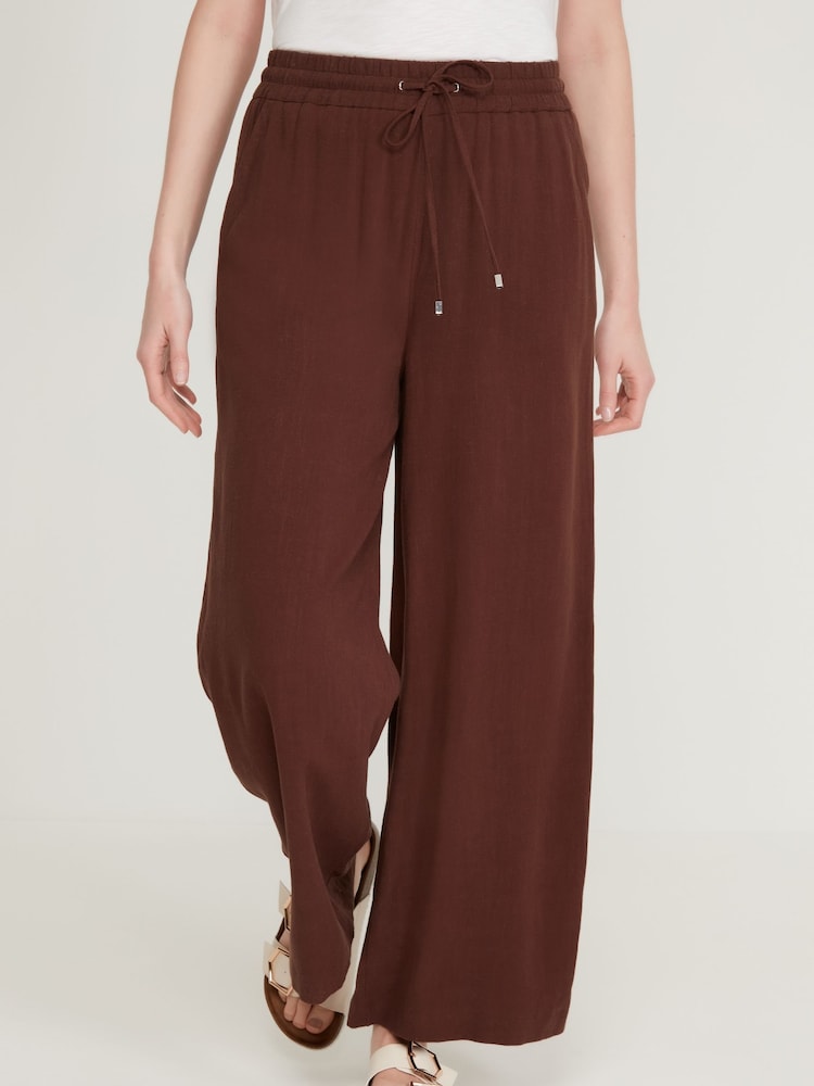 M&Co Brown Linen Wide Leg Trousers - Image 2 of 5