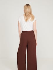 M&Co Brown Linen Wide Leg Trousers - Image 3 of 5