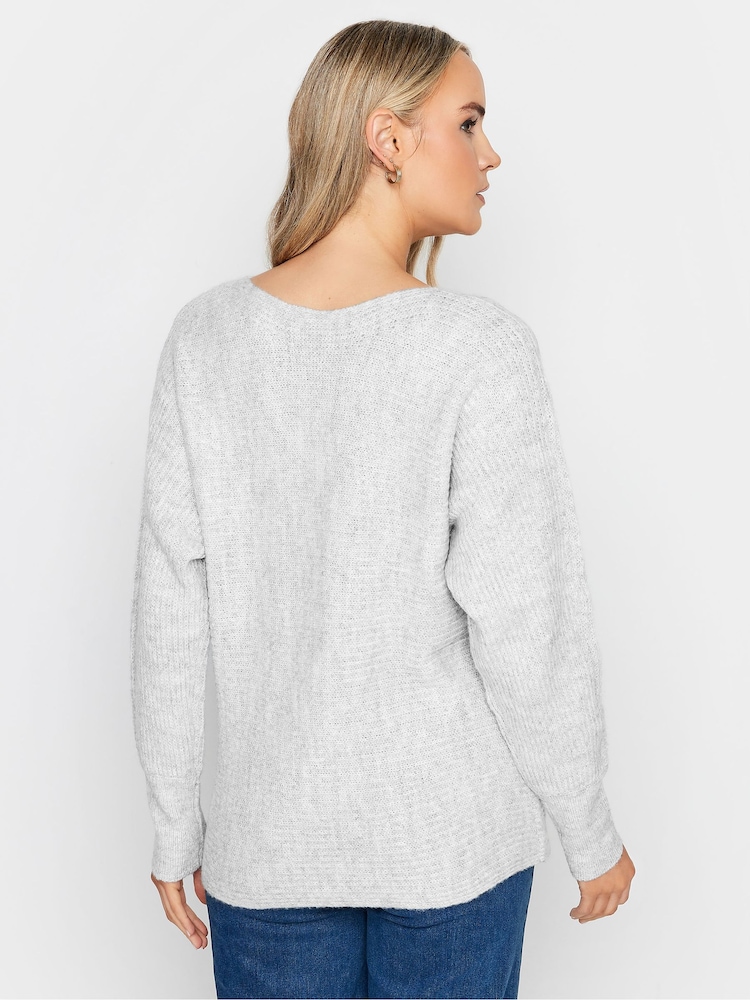 Long Tall Sally Grey Slash Neck Jumper - Image 2 of 4