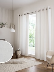 White Heavyweight Chenille Eyelet Blackout/Thermal Curtains - Image 2 of 6