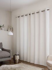 White Heavyweight Chenille Eyelet Blackout/Thermal Curtains - Image 5 of 6