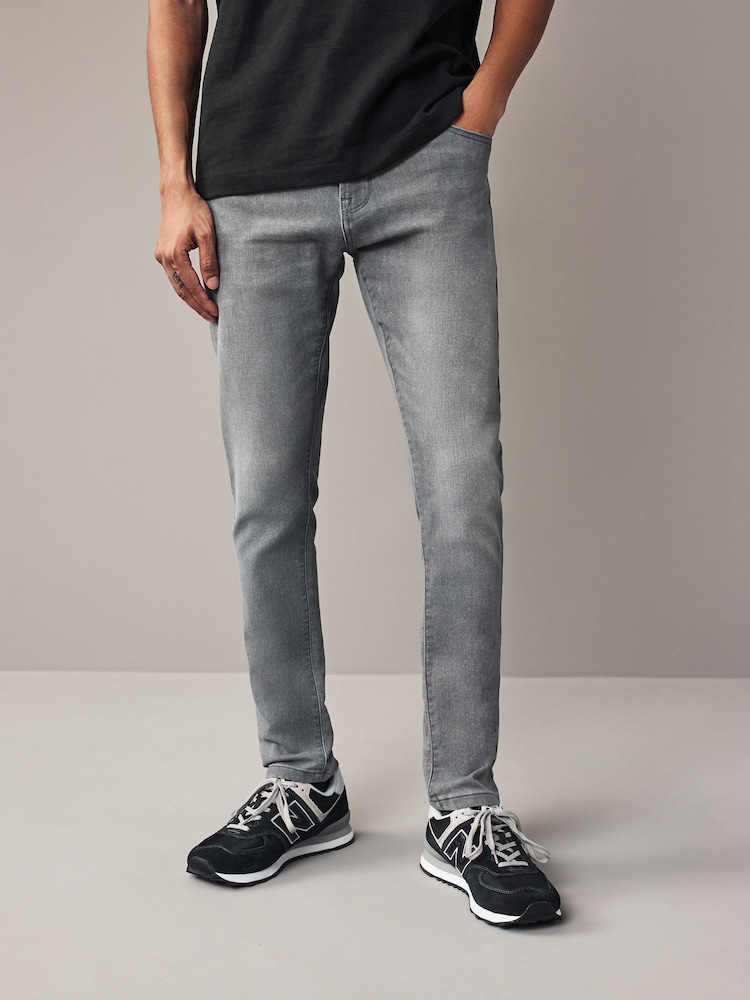 Grey Light Skinny Fit Comfort Stretch Jeans - Image 1 of 12