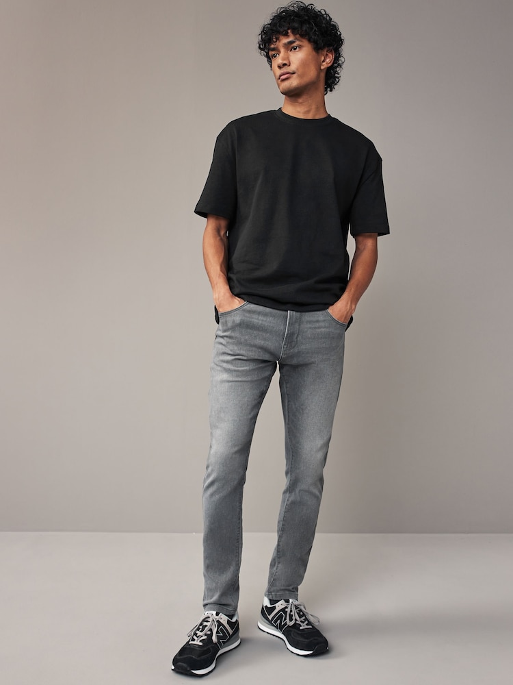 Grey Light Skinny Fit Comfort Stretch Jeans - Image 2 of 12