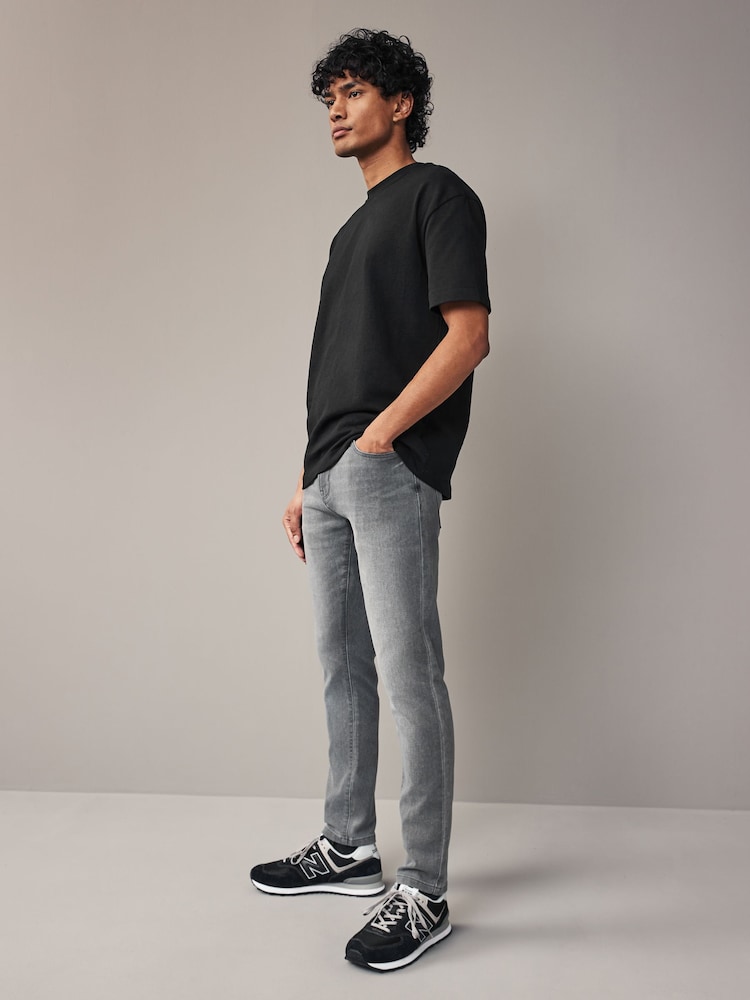 Grey Light Skinny Fit Comfort Stretch Jeans - Image 3 of 12