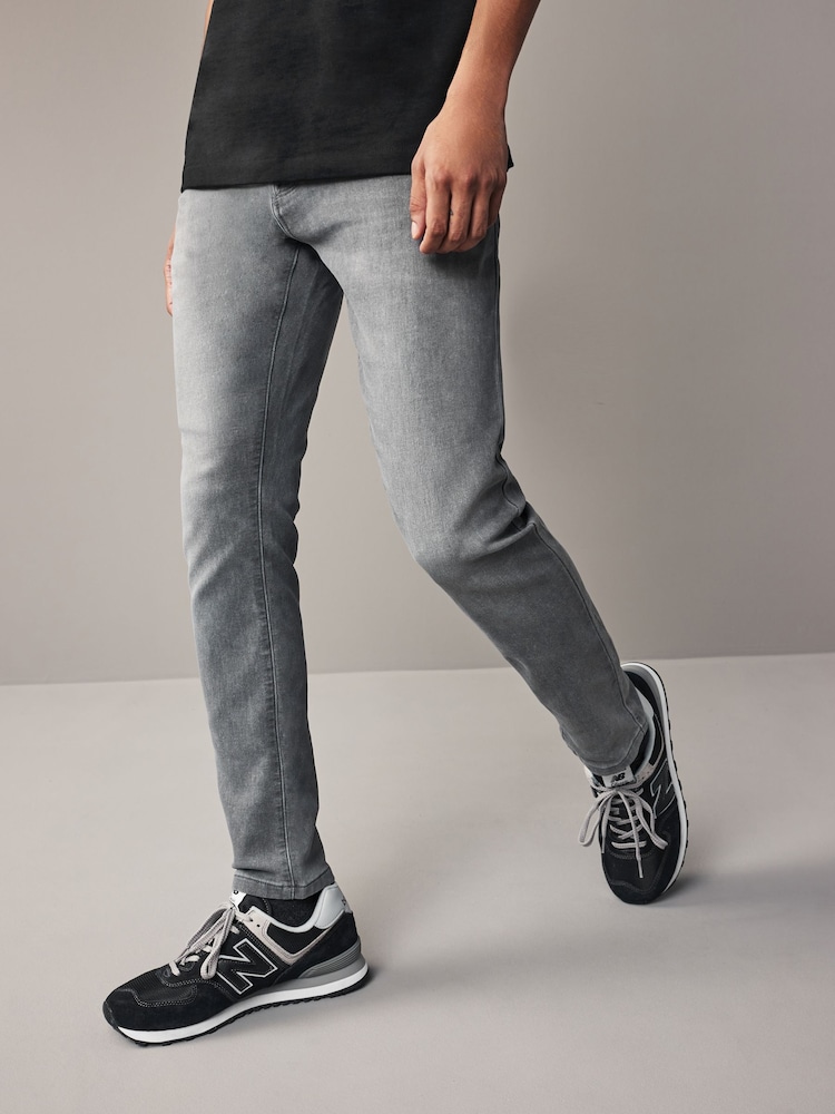 Grey Light Skinny Fit Comfort Stretch Jeans - Image 6 of 12