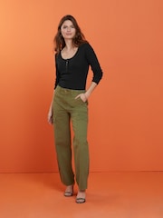 Black Ribbed Henley Long Sleeve Top - Image 3 of 5