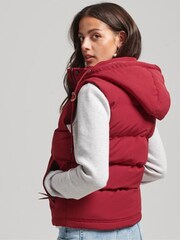 Superdry Red crome Everest Faux Fur Puffer Gilet - Image 2 of 5