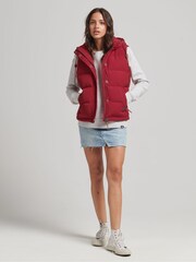 Superdry Red crome Everest Faux Fur Puffer Gilet - Image 3 of 5