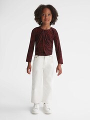 Reiss Black Print Gwen Junior Printed Twist Front Jersey Top - Image 3 of 5