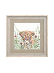 Voyage Natural Alfie Highland Cow Birch Framed Print - Image 1 of 2