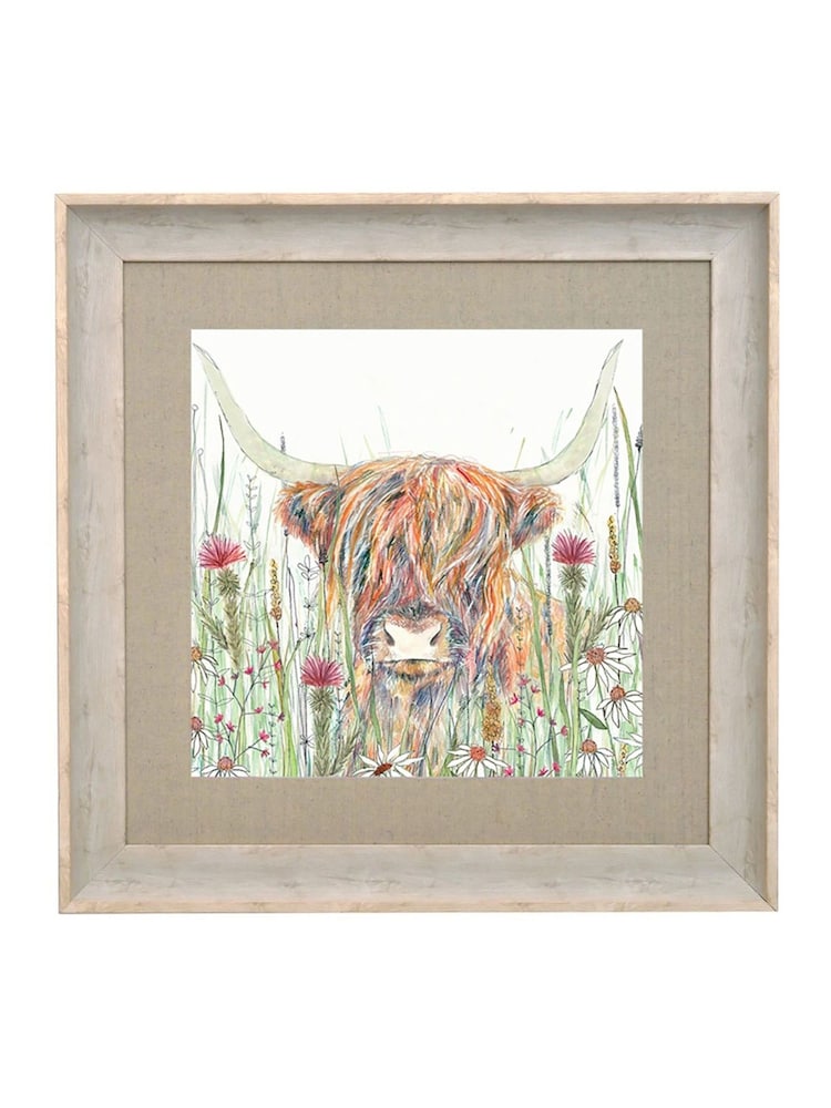 Voyage Natural Alfie Highland Cow Birch Framed Print - Image 2 of 2