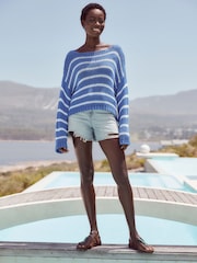 Blue Stripe Stitch Long Sleeve Jumper - Image 2 of 6