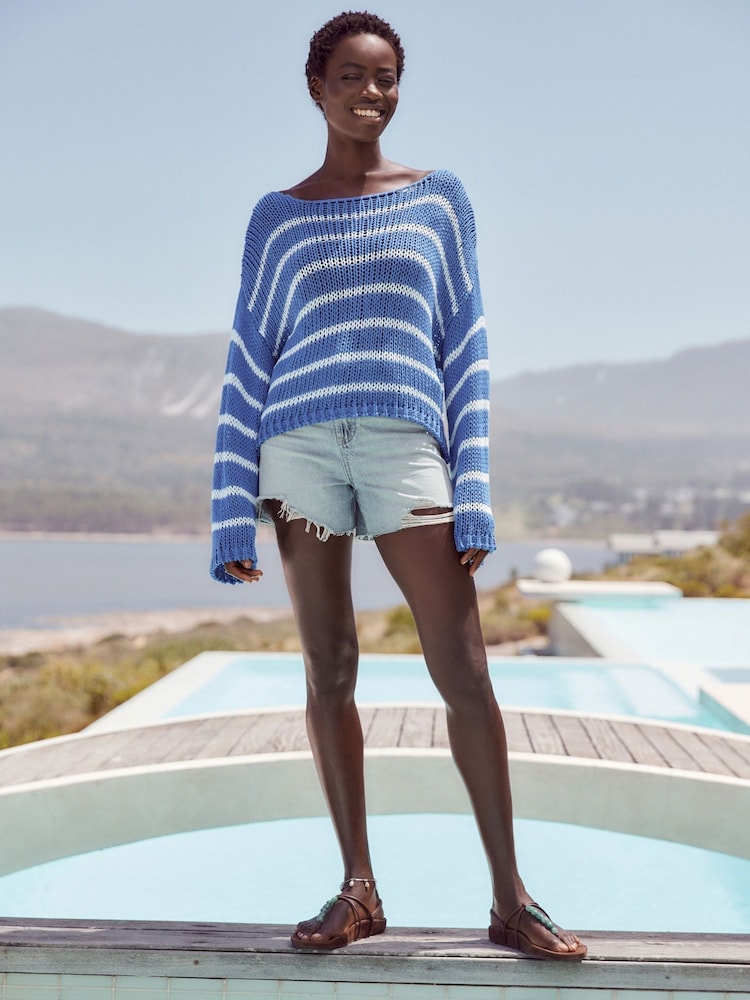 Blue Stripe Stitch Long Sleeve Jumper - Image 2 of 6