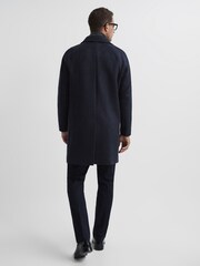 Reiss Navy Cast Brushed Dogtooth Wool Blend Overcoat - Image 5 of 6