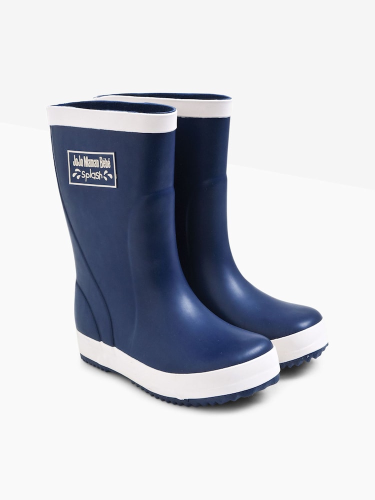 Темно-синий - JoJo Maman Bébé Contrast Trim Lined Wellies - Image 1 of 3
