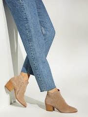 Dune London Natural Standard Fit Parlor Cropped Western Ankle Boots - Image 1 of 5