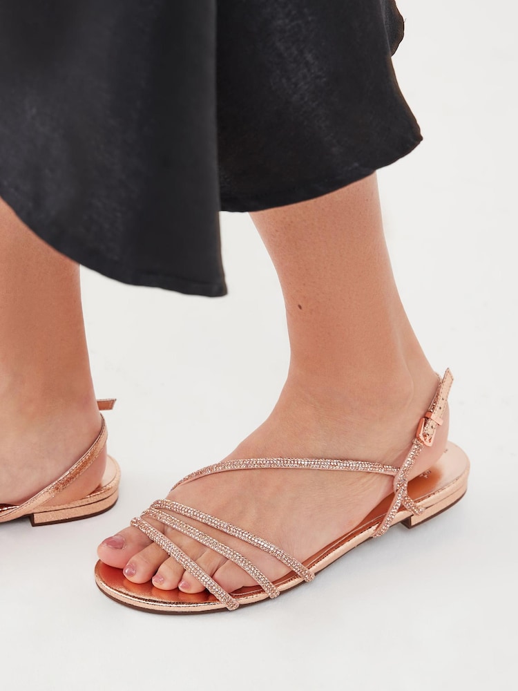 Rose Gold Forever Comfort® Strappy Sparkle Sandals - Image 8 of 8