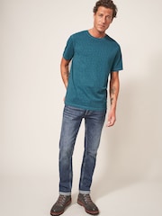 White Stuff Aqua Blue Abersoch 100% Cotton Short Sleeve T-Shirt - Image 1 of 6