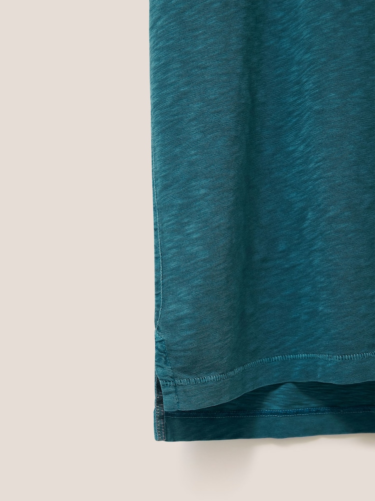White Stuff Aqua Blue Abersoch 100% Cotton Short Sleeve T-Shirt - Image 6 of 6