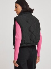 Simply Be Black Short Quilted Gilet - Image 2 of 4