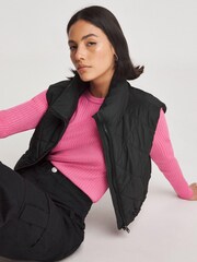 Simply Be Black Short Quilted Gilet - Image 3 of 4