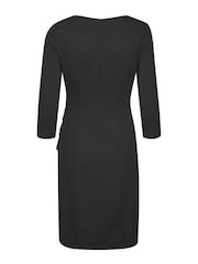 Kaffe India Black 3/4 Sleeve Ruched Fitted Dress - Image 6 of 7