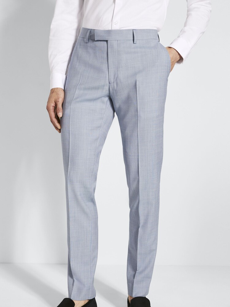 DKNY Light Blue Sharkskin Slim Fit Suit: Trousers - Image 1 of 3