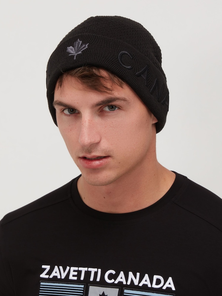 Zavetti Canada Mens Embroidery Favelli Knitted Beanie Hat - Image 1 of 4