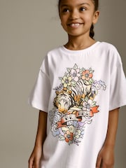 White Tiger Stud Oversized Embellished Graphic T-Shirt (3-16yrs) - Image 4 of 7