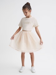 Reiss Pale Pink Charlotta 9-12 yrs Sequin Midi Skirt - Image 1 of 6