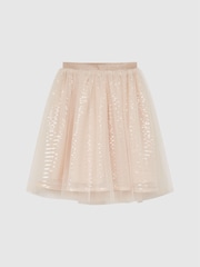 Reiss Pale Pink Charlotta 9-12 yrs Sequin Midi Skirt - Image 2 of 6