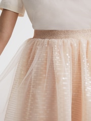 Reiss Pale Pink Charlotta 9-12 yrs Sequin Midi Skirt - Image 4 of 6