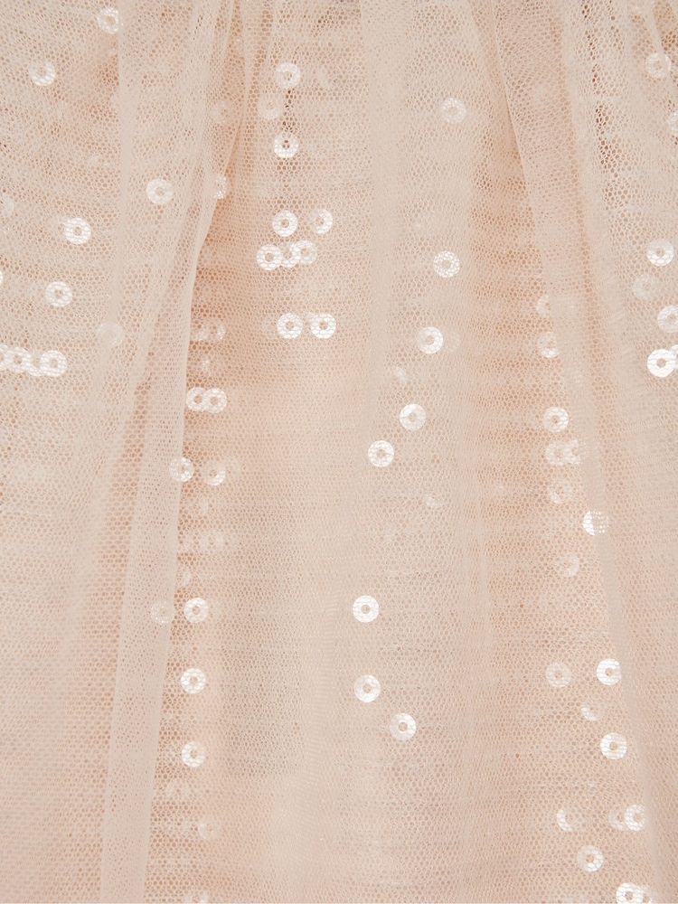 Reiss Pale Pink Charlotta 9-12 yrs Sequin Midi Skirt - Image 6 of 6