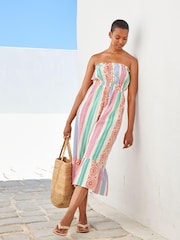 Mehrfarbig gestreift - Bandeau-Sommerkleid mit bunten Streifen - Bild 5 von 8