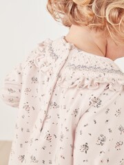 The White Company Pink Josie Floral Jersey Smocked Yoke Dress - Image 3 of 5