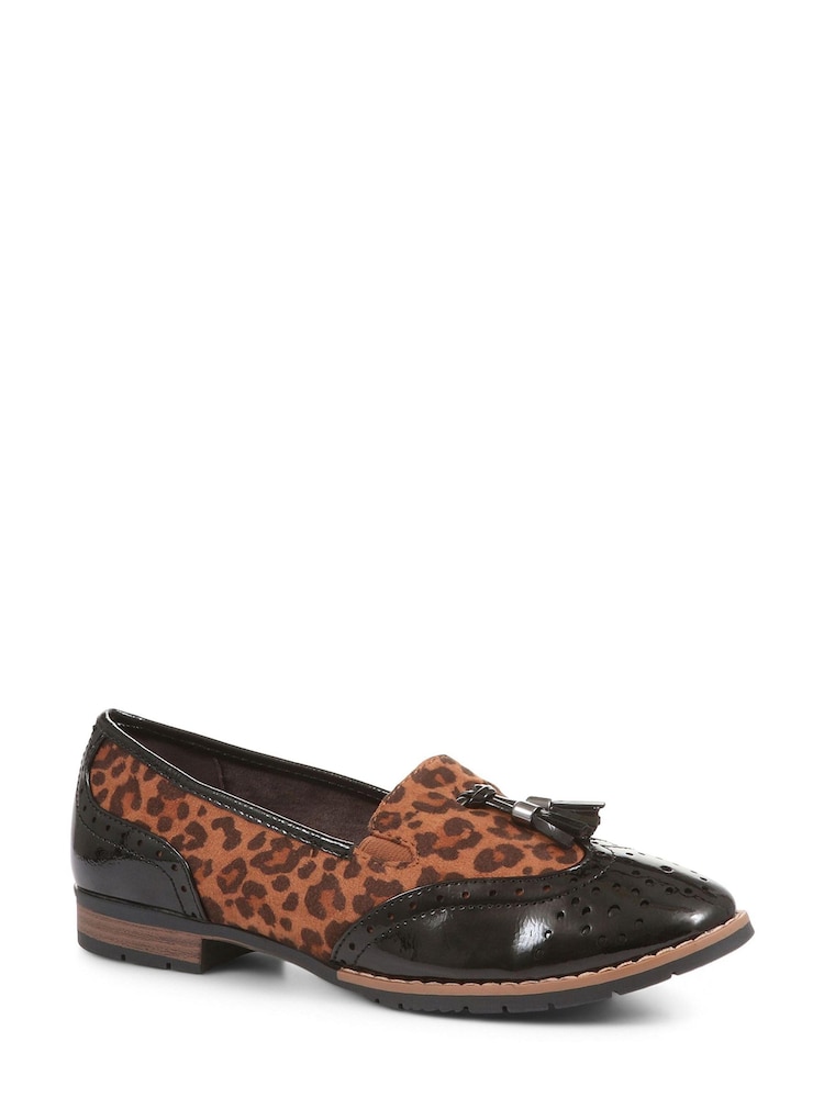 Pavers Wide Fit Patent And Tassel Black Loafers - Image 2 of 5