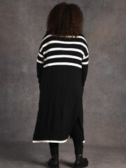 Live Unlimited Curve Black And Ivory Stripe Longline Cardigan - Image 2 of 7