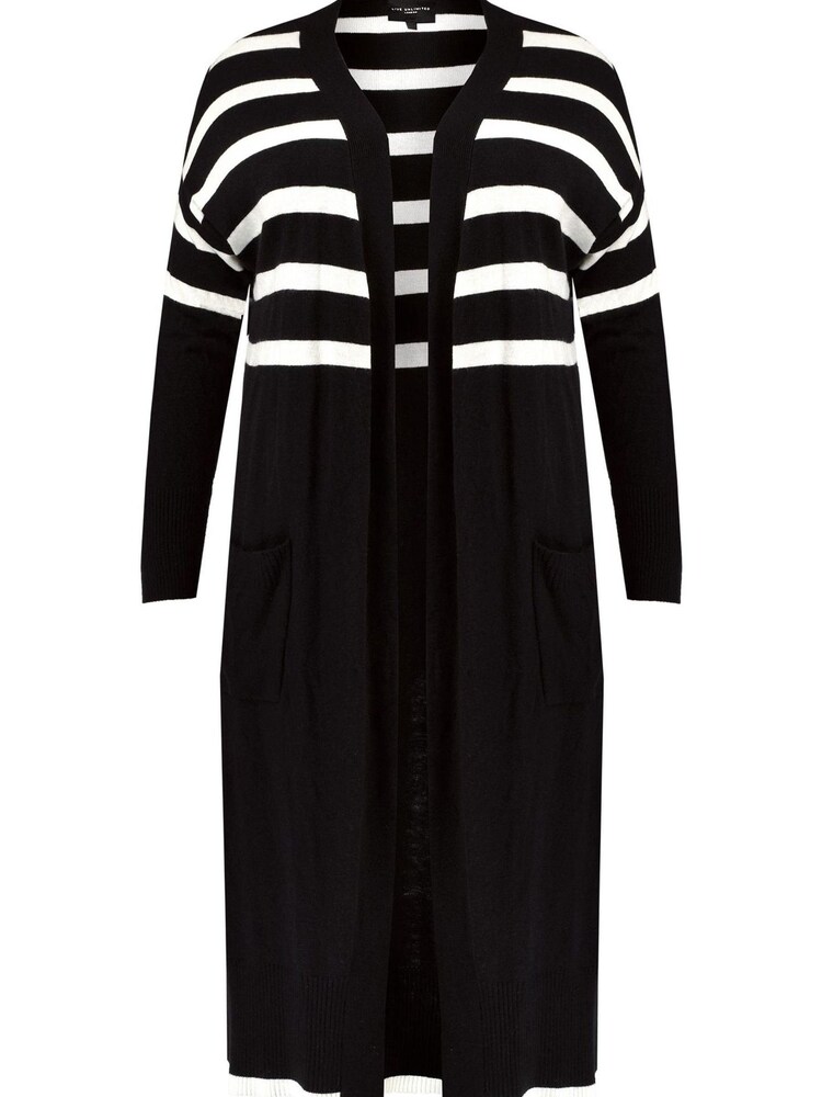 Live Unlimited Curve Black And Ivory Stripe Longline Cardigan - Image 7 of 7