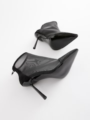 Black Bling Toe Ankle Mesh Boots - Image 4 of 5
