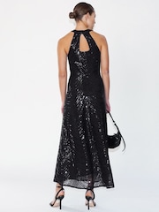 Religion Black Halterneck Beaded Sequin Midi Maxi Dress - Image 2 of 6
