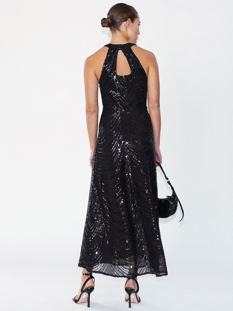 Religion Black Halterneck Beaded Sequin Midi Maxi Dress - Image 2 of 6