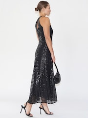 Religion Black Halterneck Beaded Sequin Midi Maxi Dress - Image 4 of 6